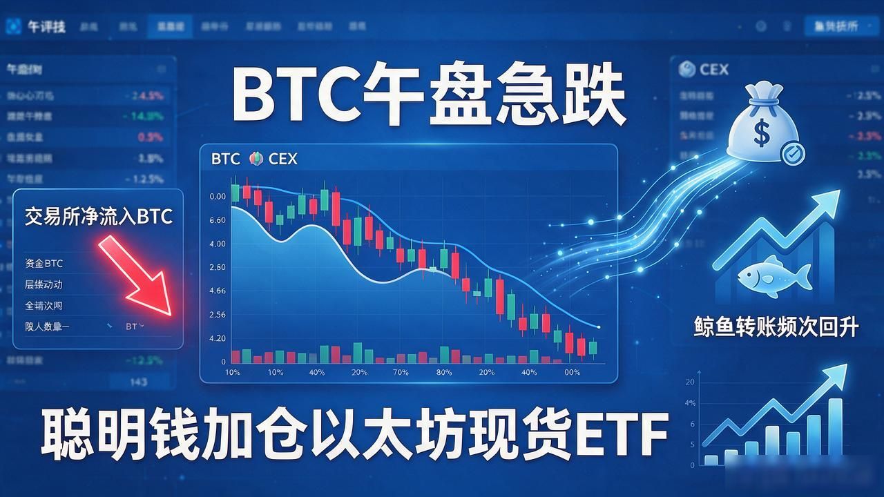 数字货币午评最新消息：BTC午盘急跌，这三个信号值得留意
