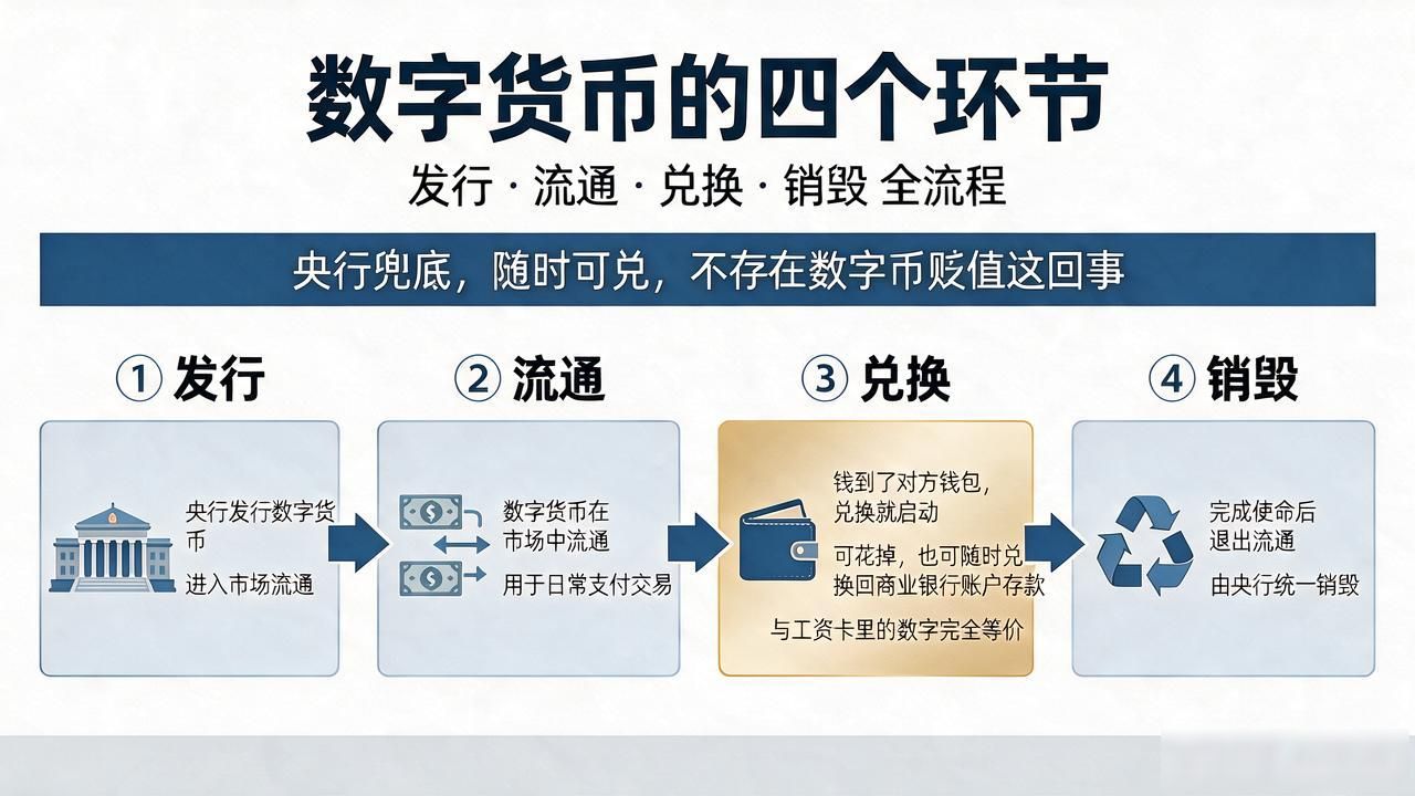 数字货币的四个环节到底是什么？发行流通兑换销毁全流程讲明白