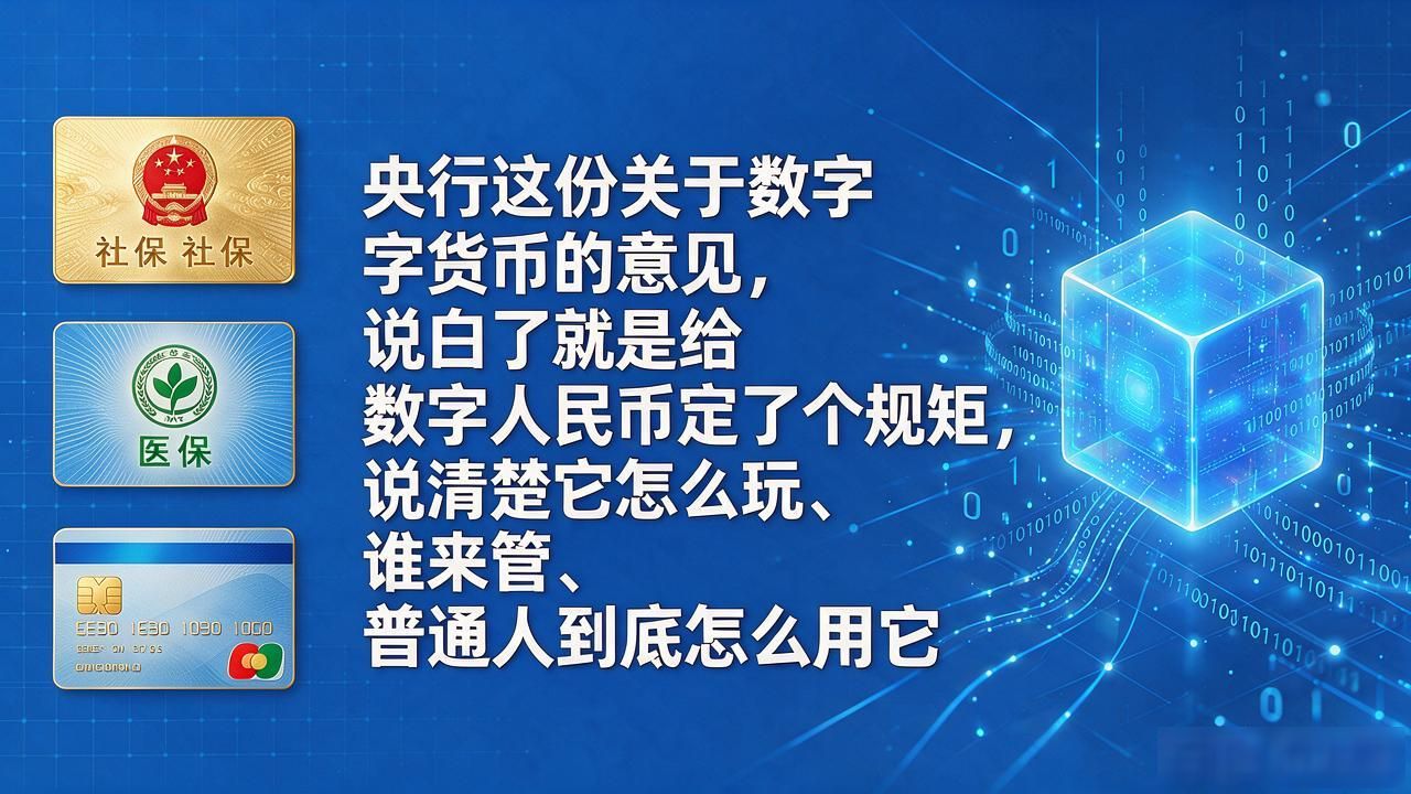 央行这份关于数字货币的意见，说白了就是给数字人民币定了个"规矩"，说清楚它怎么玩、谁来管、普通人到底怎么用它。
