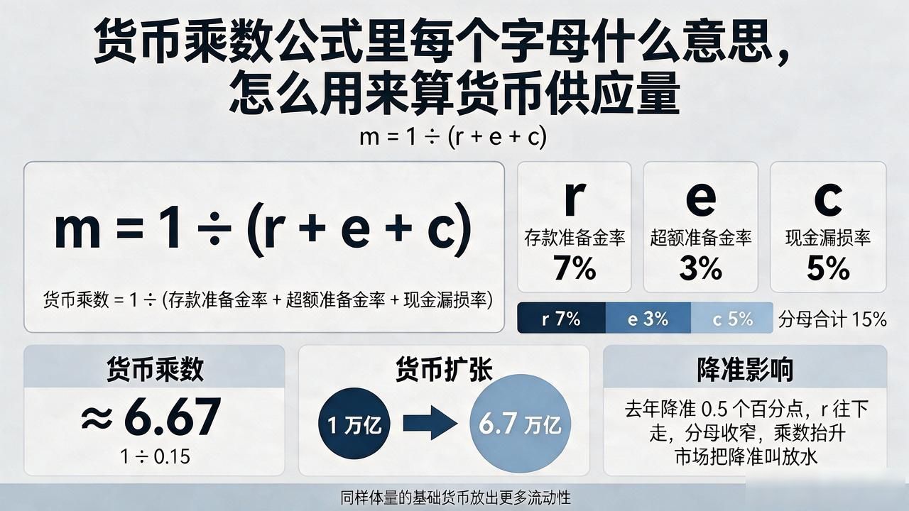 货币乘数字母公式里每个字母什么意思，怎么用来算货币供应量