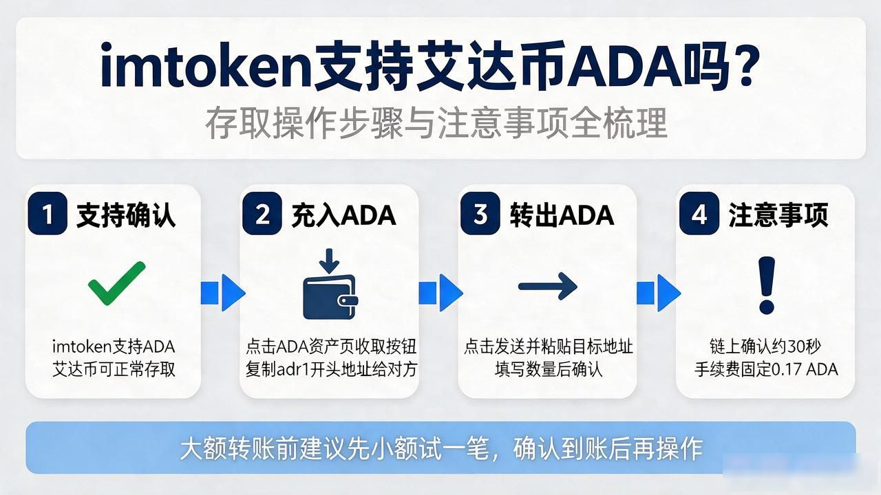 imtoken支持艾达币ADA吗？存取操作步骤与注意事项全梳理