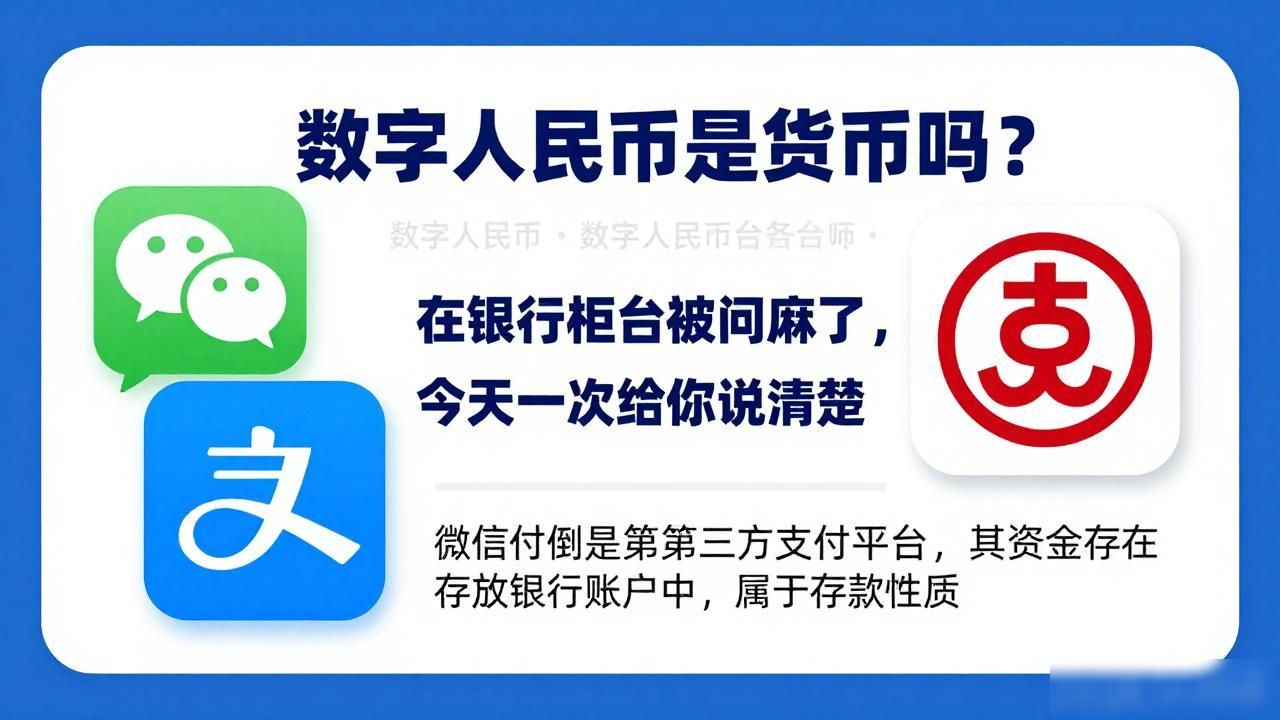 数字人民币是货币吗？在银行柜台被问麻了，今天一次给你说清楚